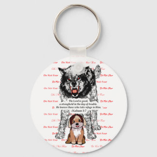 Angry Wolf Puppy - Do Not Fear - #2 Fear Red.png Keychain