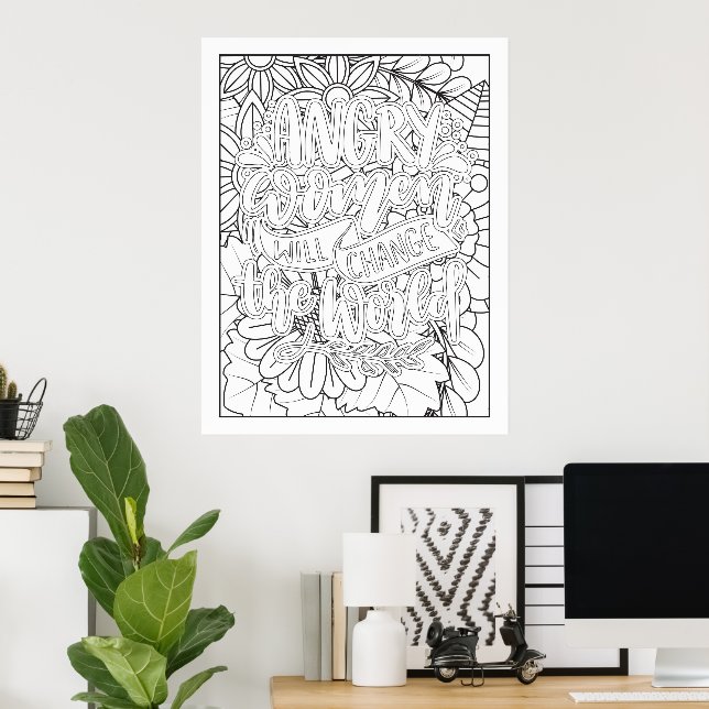 Angry Women Will Change The World Colour Yourself Poster (Home Office)