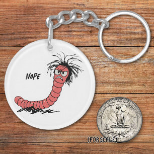 Angry Worm Drawing Sarcastic Phrase Bag Charm Keychain