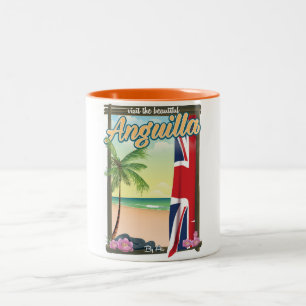 Anguilla British Territory travel poster Two-Tone Coffee Mug