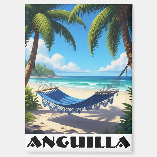 Anguilla Caribbean Beach Hammock Magnet (Front)