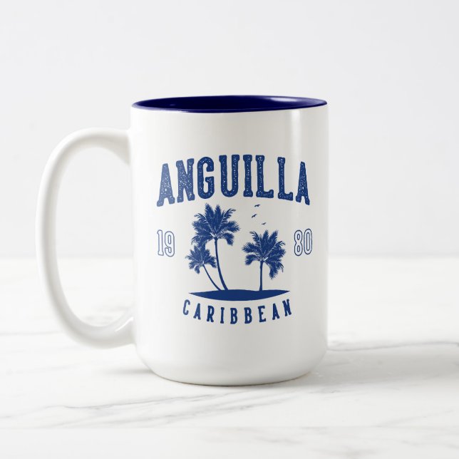 Anguilla Caribbean Palm Tree 1980 Two-Tone Coffee Mug (Left)