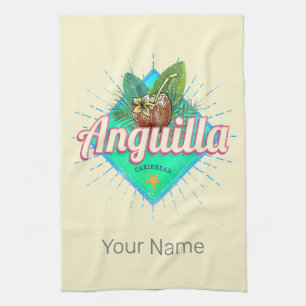 Anguilla Caribbean Retro Vacation Vintage Island Kitchen Towel