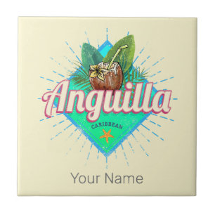 Anguilla Caribbean Retro Vacation Vintage Island Tile
