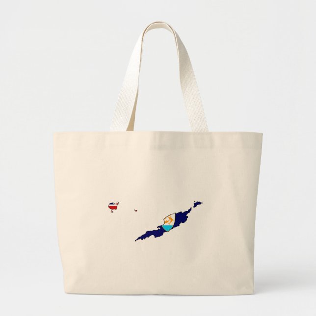 Anguilla Flag Map full size Large Tote Bag (Front)