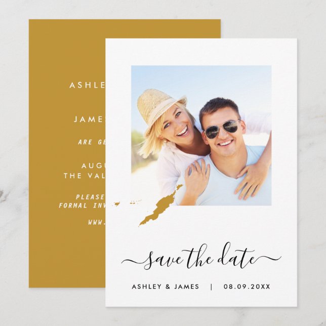 Anguilla Map Photo Wedding Save the Date Card (Front/Back)