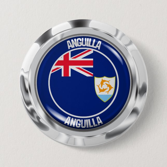 Anguilla Round Emblem 3 Inch Round Button (Front)