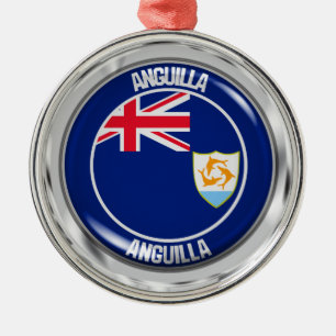 Anguilla Round Emblem Metal Ornament