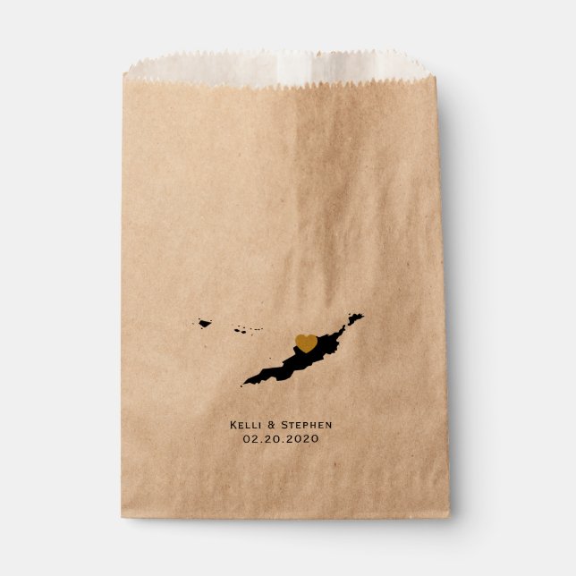 Anguilla Wedding Favour Treat Sacks, Map Gift Bags (Front)