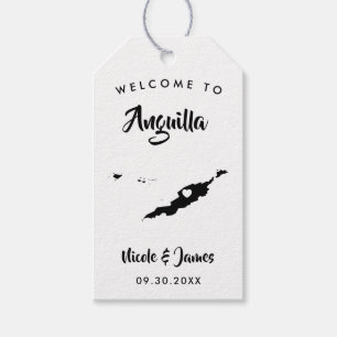 Anguilla Wedding Welcome Bag Tags, Island Map Gift Tags
