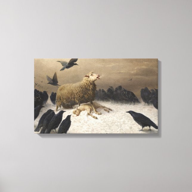 Anguish: Sheep with a Dead Lamb Canvas Print (Front)