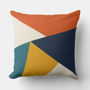 Angular Balance Navy Gold Teal Throw Pillow