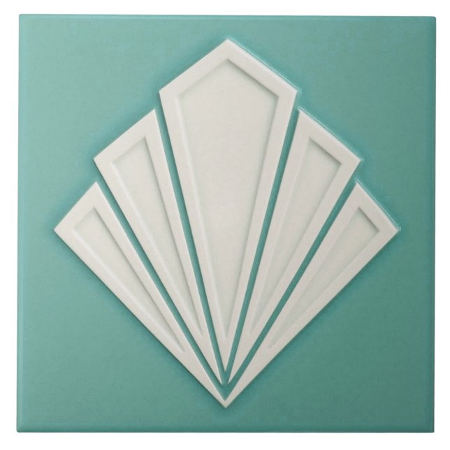 Angular Fan Style Art Deco Ceramic Tile (Front)
