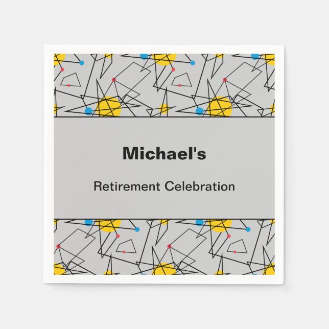 Angular Geometric Retro Pattern Custom Event Napkin (Front)