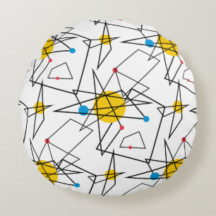 Angular Geometric Retro Pattern Round Pillow