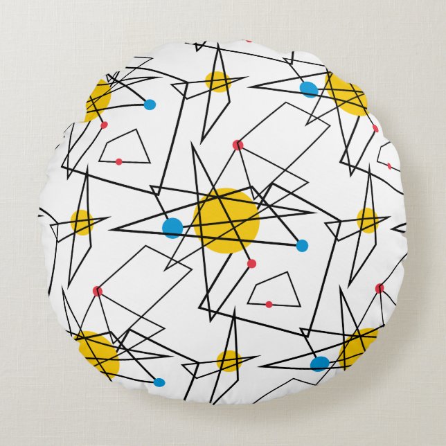 Angular Geometric Retro Pattern Round Pillow (Front)