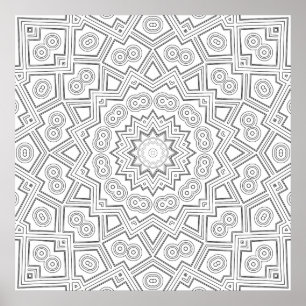 Angular Starburst Mandala Pattern Colouring Art Poster