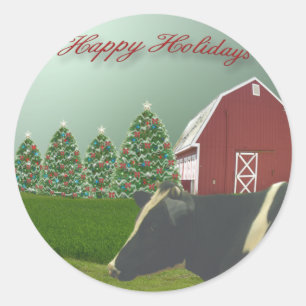 Angus Cow Happy Holiday Sticker