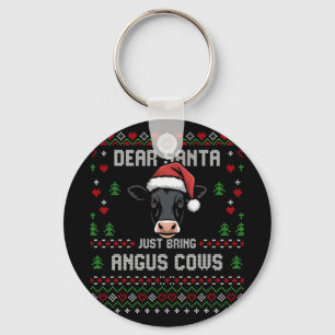 Angus Cows Christmas Beef Cattle Ugly Xmas Sweater Keychain