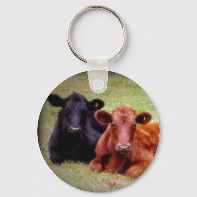 Angus Love - Pair of Cattle Side by Side Keychain (Front)