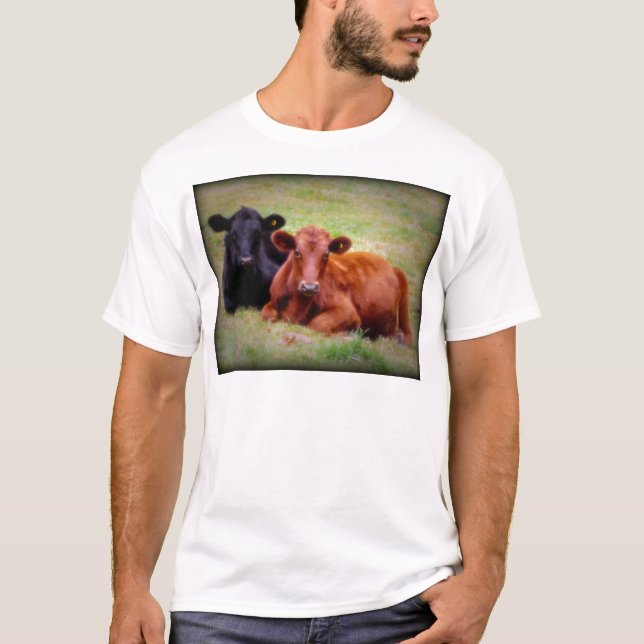 Angus Love - Pair of Cattle Side by Side T-Shirt (Front)