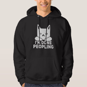 Angy Cat Im Done Peopling Retro Hoodie