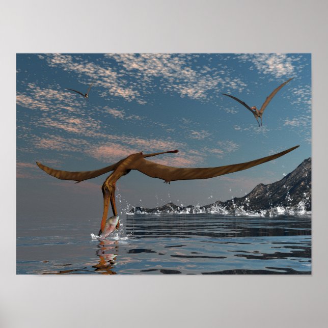 Anhanguera prehistoric bird fishing poster (Front)