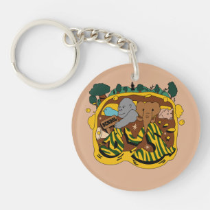 Aniaml go to school by bus graffiiti keychain