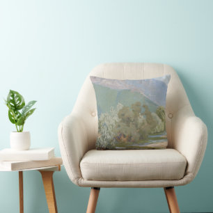 Aniene River Breathtaking Art Nouveau Landscape Throw Pillow
