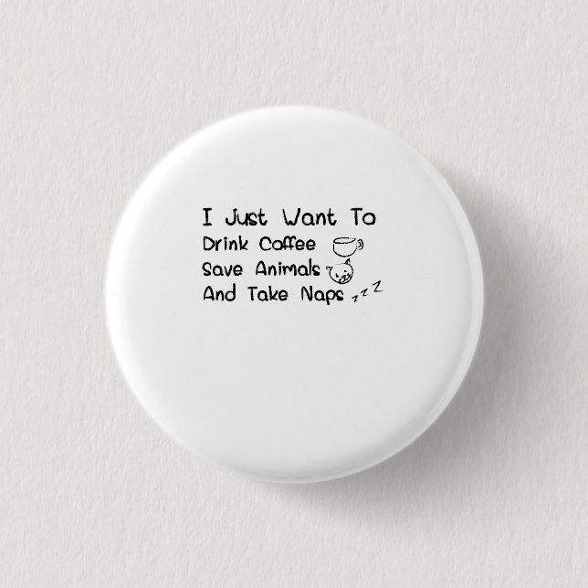 Anima Coffee Nap Lover Veterinarians Funny Gif 1 Inch Round Button (Front)