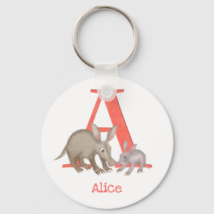 Animal ABC A is for aadvark key ring