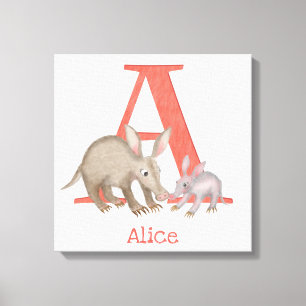 Animal ABC A is for aardvark canvas print