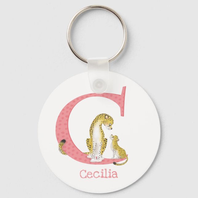 Animal ABC C is for cheetah key ring (Front)