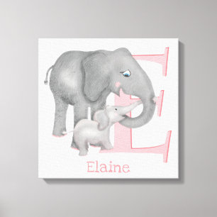 Animal ABC E is for elephant canvas print