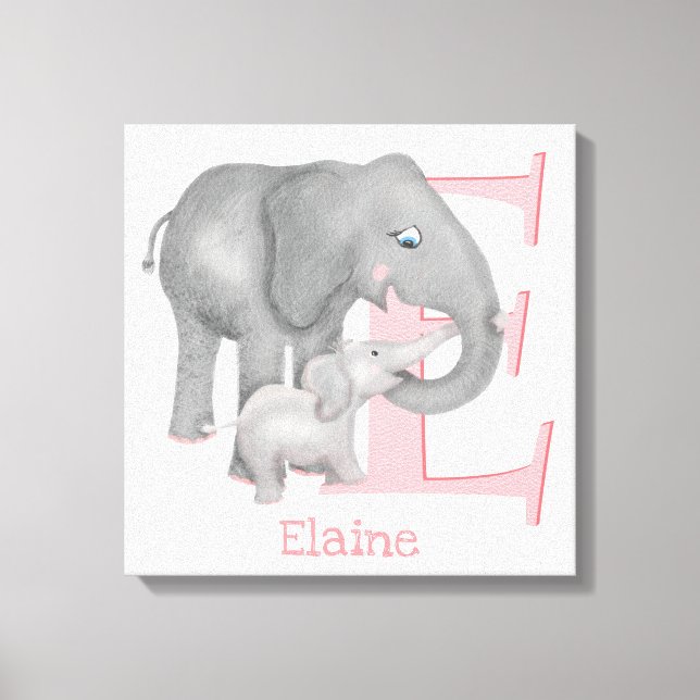 Animal ABC E is for elephant canvas print (Front)