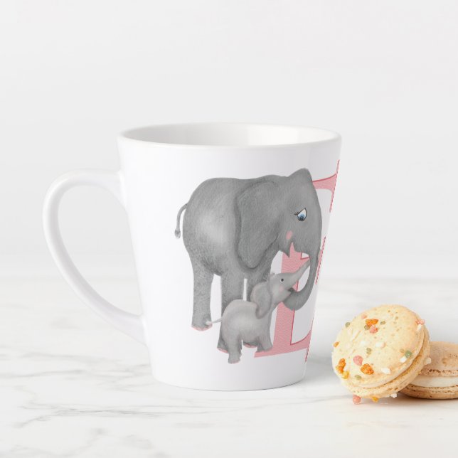 Animal ABC E is for elephant latte mug (In Situ)