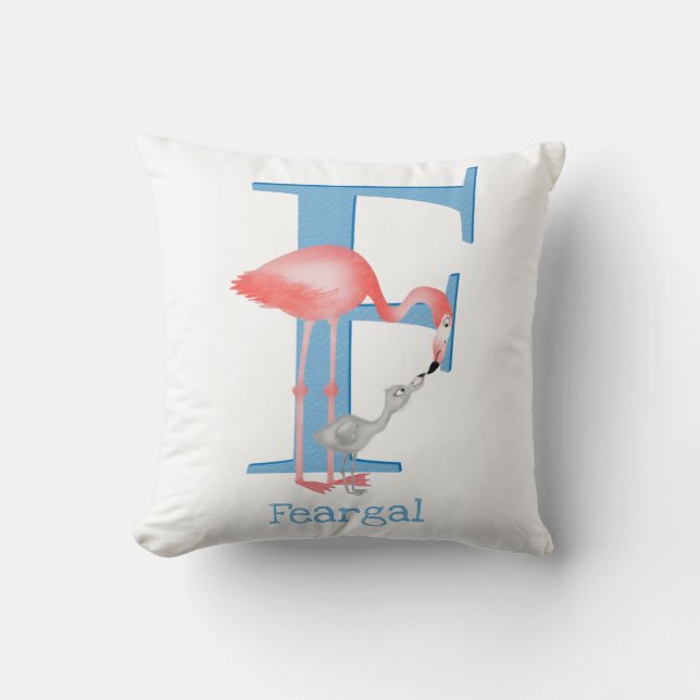 Animal ABC F est pour coussin flamingo (Recto)