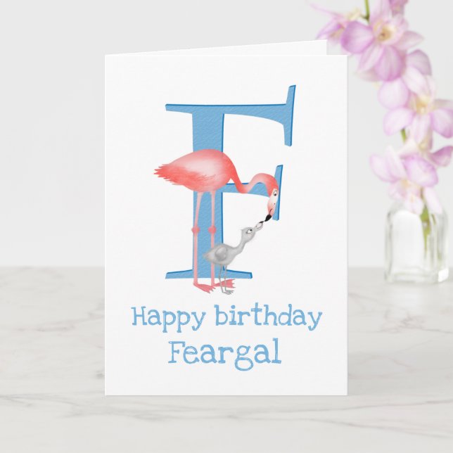 Animal ABC F est pour la carte d'anniversaire flam (Orchidée)