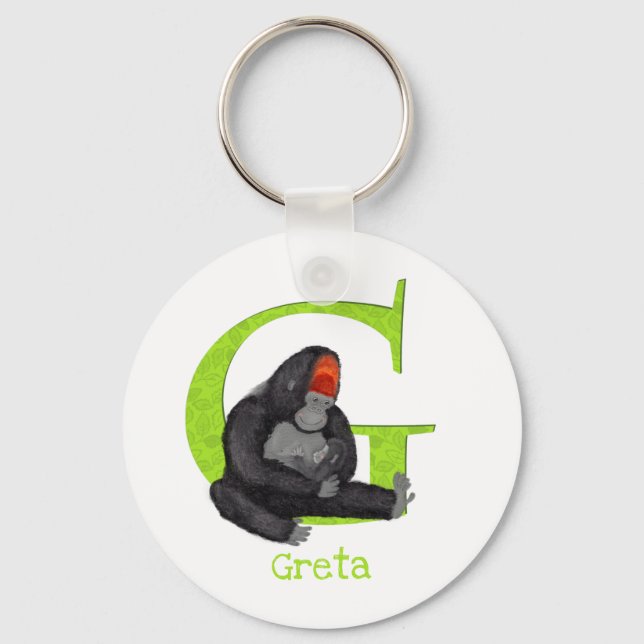 Animal ABC G is for gorilla key ring (Front)