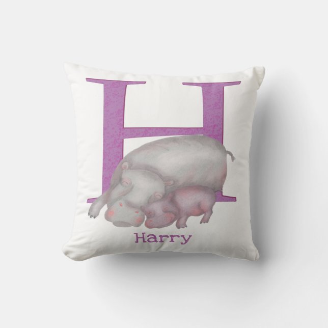Animal ABC H est pour coussin hippo (Recto)