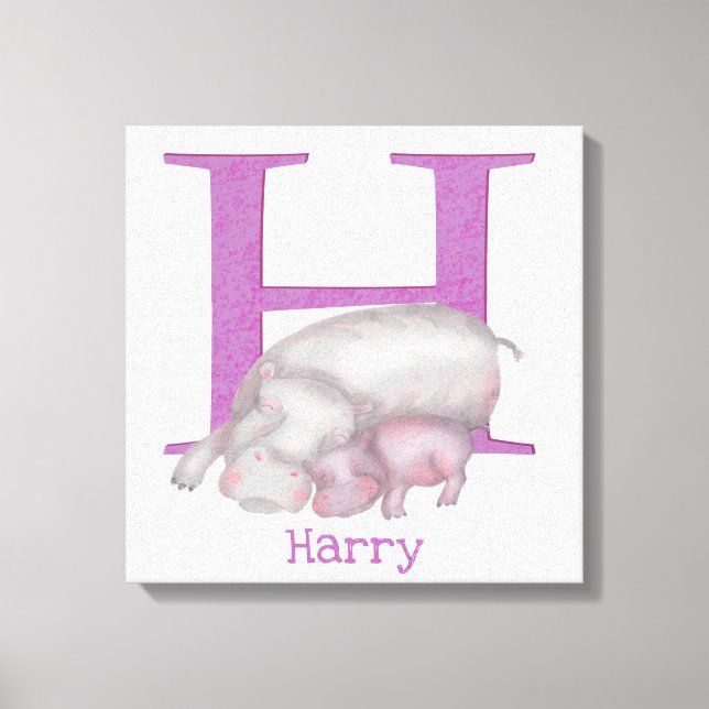 Animal ABC H is for hippo canvas print (Front)