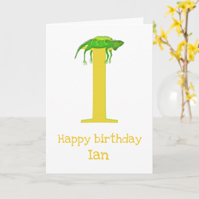 Animal ABC I is for iguana birthday card (Yellow Flower)