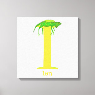Animal ABC I is for iguana canvas print
