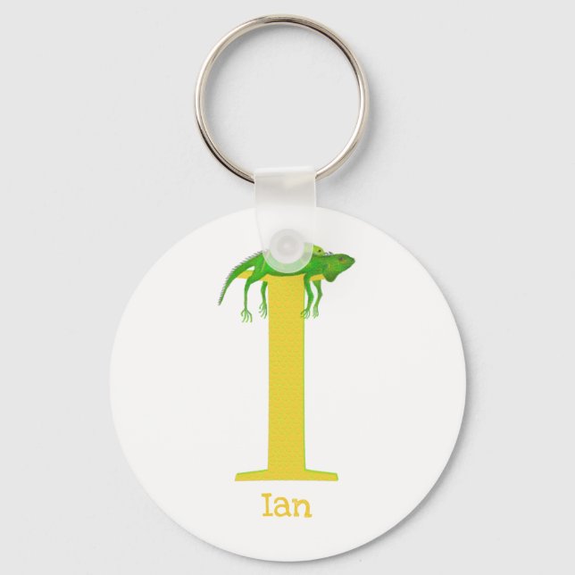 Animal ABC I is for iguana key ring (Front)