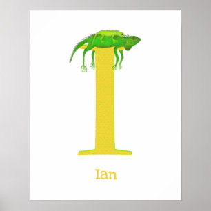 Animal ABC I is for iguana print
