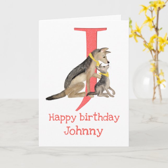 Animal ABC J is for jackal birthday card (Yellow Flower)