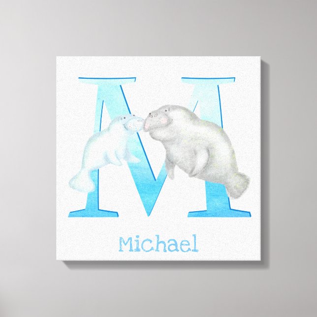 Animal ABC M is for manatee canvas print (Front)