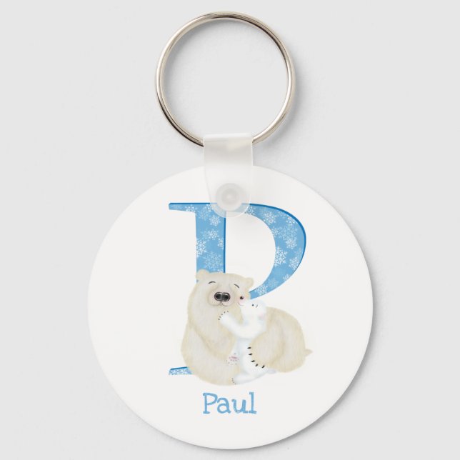 Animal ABC P is for polar bear key ring (Front)