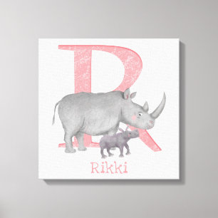 Animal ABC R is for rhino canvas print