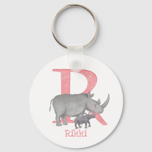 Animal ABC R is for rhino key ring